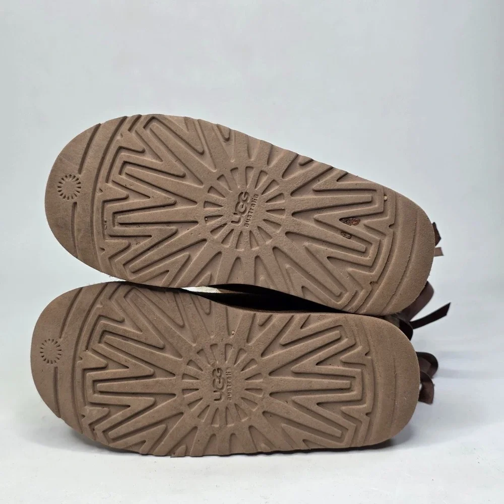 UGG Bailey Bow II Toddler Boots Size 12 Chestnut Brown Suede Sheepskin Shoes